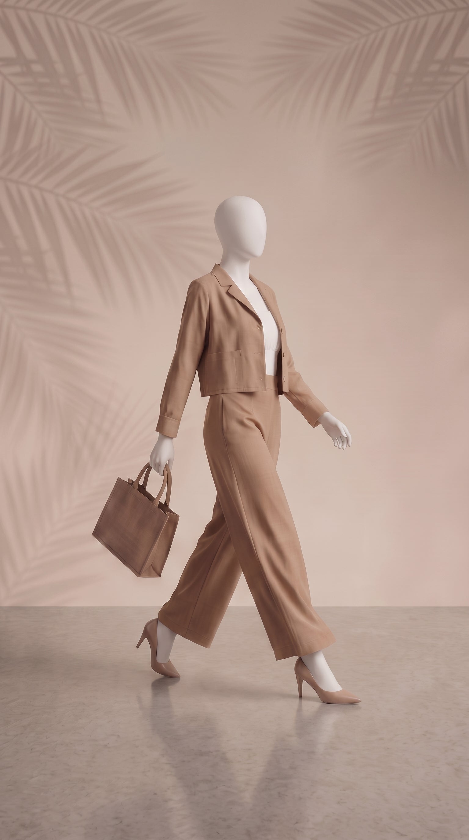 Brown 3 Piece Co-Ord Set Crop Top, Shirt & Wide Leg Pants | Elegant Formal Outfit